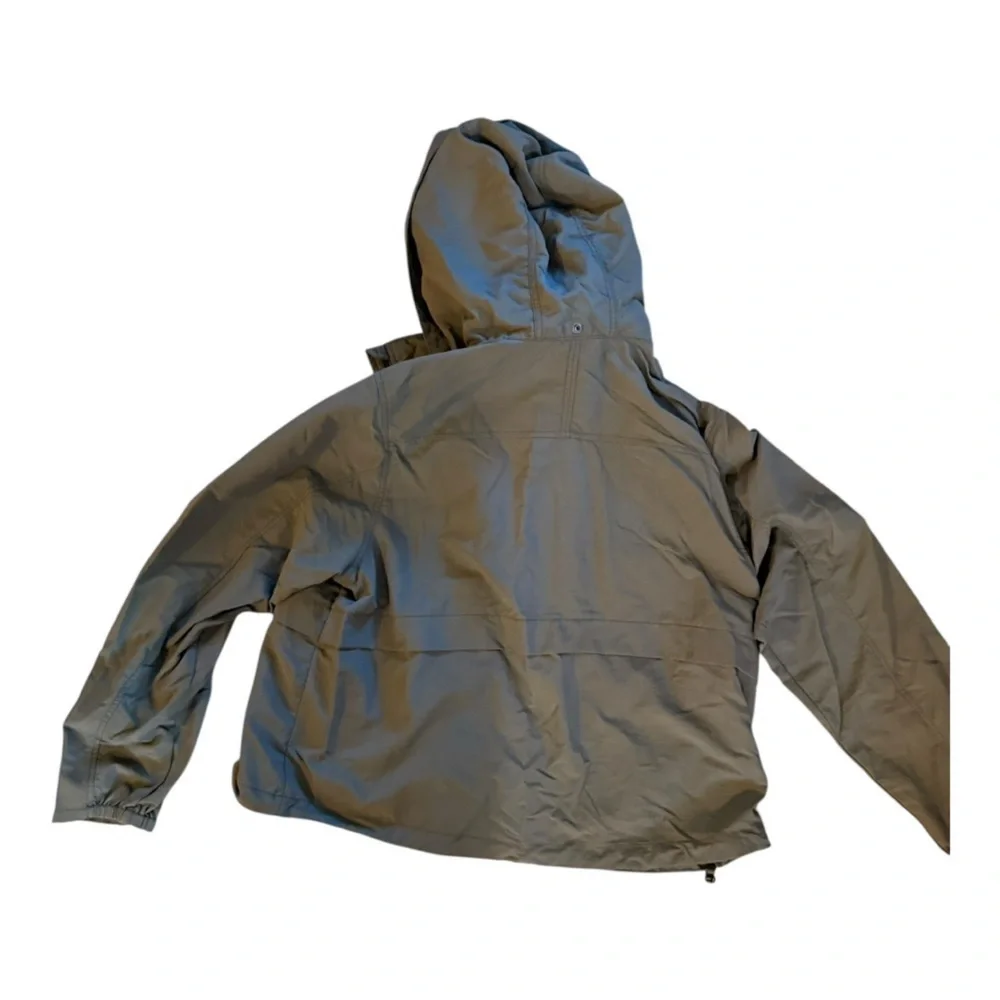 Eddie Bauer women’s Olive Green Windbreaker Jacket sz XL crop high neck full zip - Picture 4 of 10